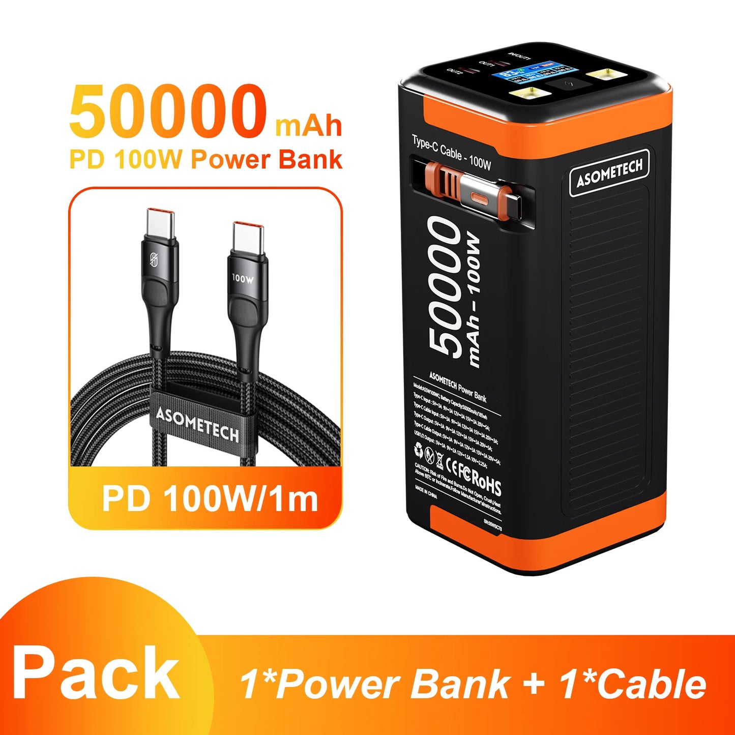 Mateus -Power Bank 50000mAh 100W PD PPS Super Fast Laptop